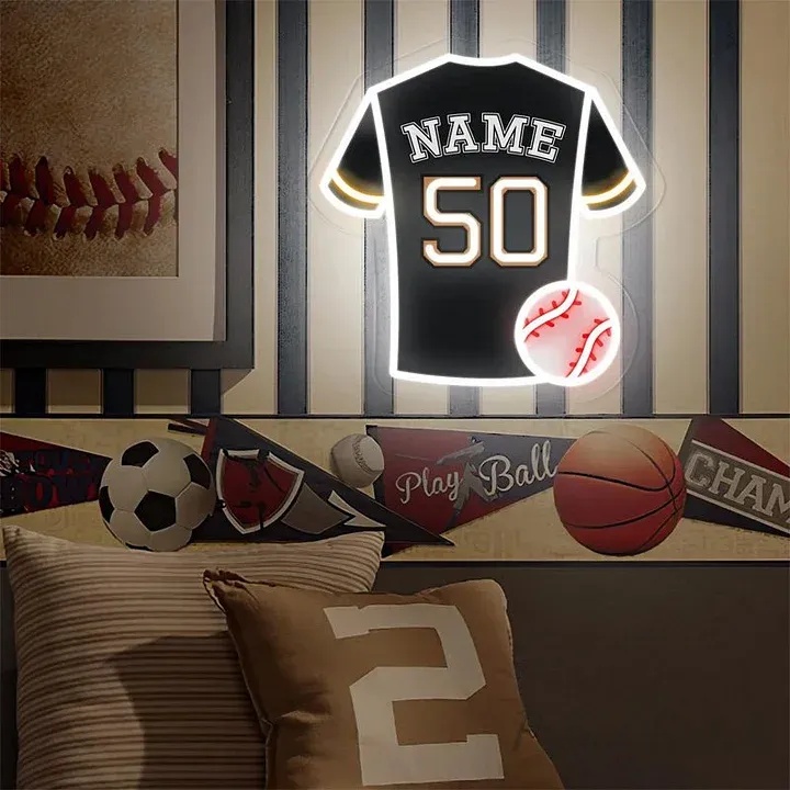 Personalized Baseball Jersey Neon Sign Custom LED Light for Baseball Fans
