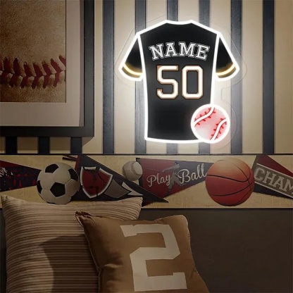 Personalized Baseball Jersey Neon Sign Custom LED Light for Baseball Fans