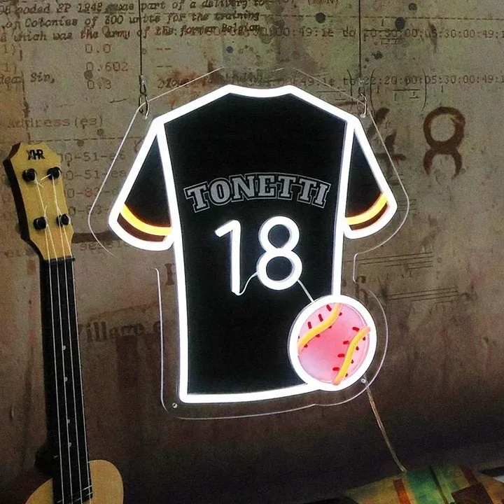 Personalized Baseball Jersey Neon Sign Custom LED Light for Baseball Fans