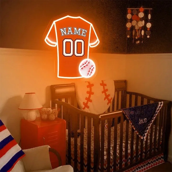 Personalized Baseball Jersey Neon Sign Custom LED Light for Baseball Fans