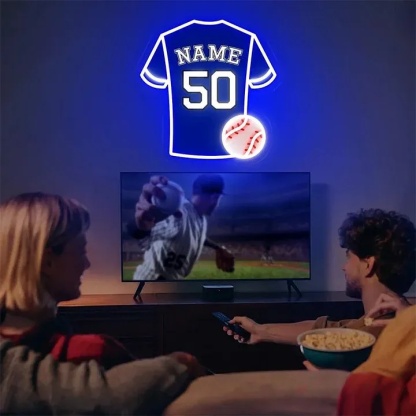 Personalized Baseball Jersey Neon Sign Custom LED Light for Baseball Fans