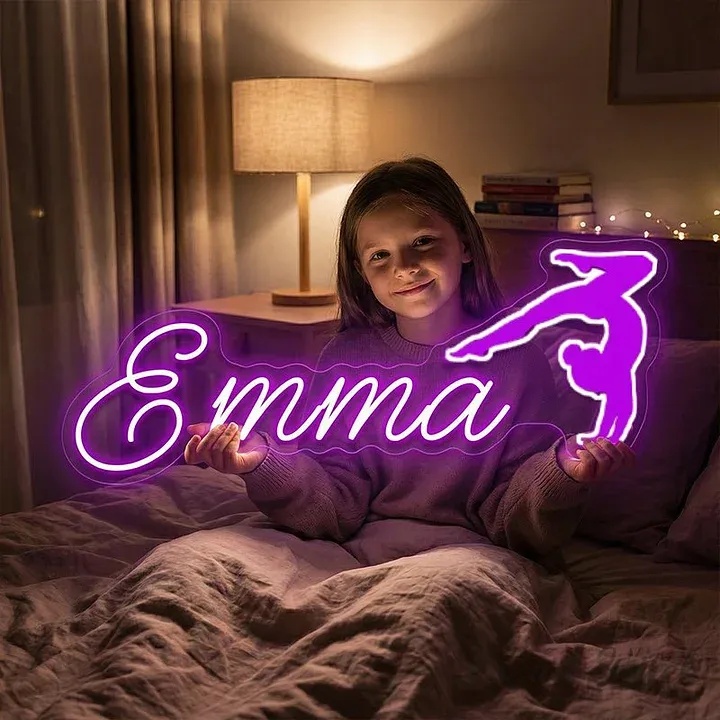Personalized Gymnastics Neon Sign Custom Athlete Name Decor