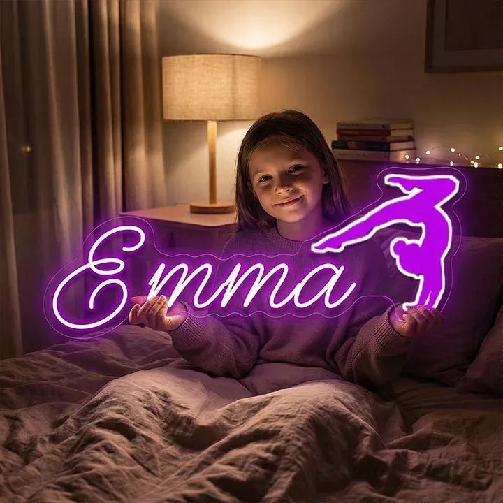 Personalized Gymnastics Neon Sign Custom Athlete Name Decor