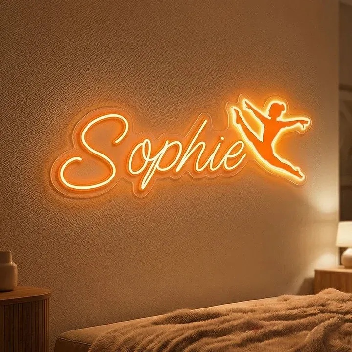 Personalized Gymnastics Neon Sign Custom Athlete Name Decor