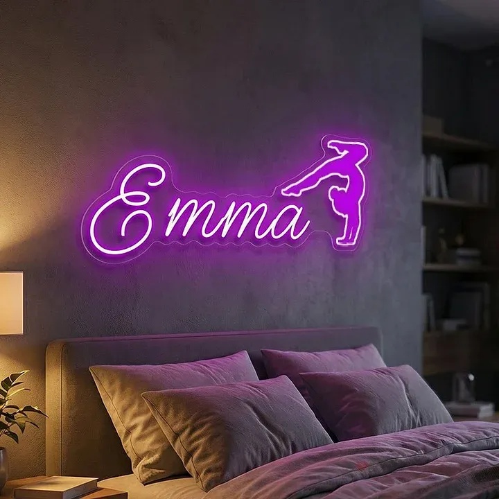 Personalized Gymnastics Neon Sign Custom Athlete Name Decor