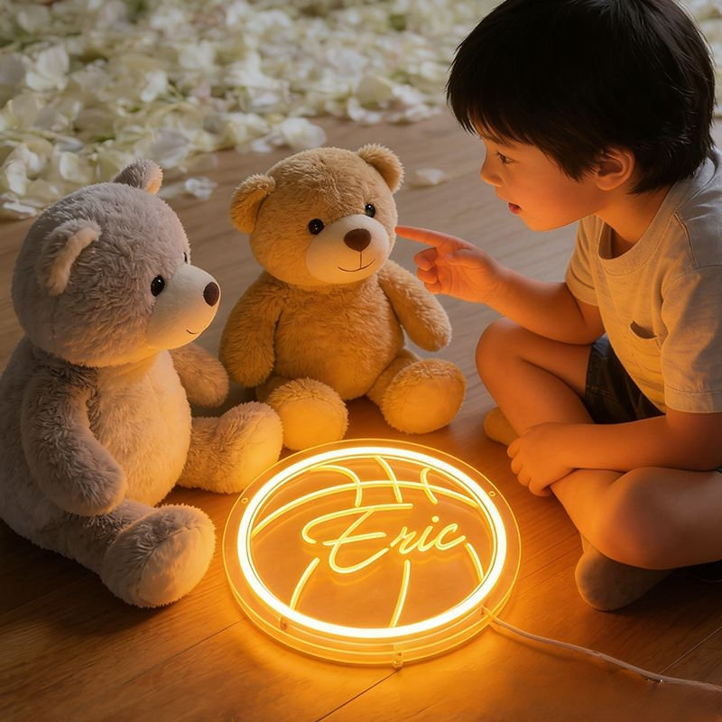 Personalized Neon Sign With Basketball Shape And Customizable Name For Basketball Fans