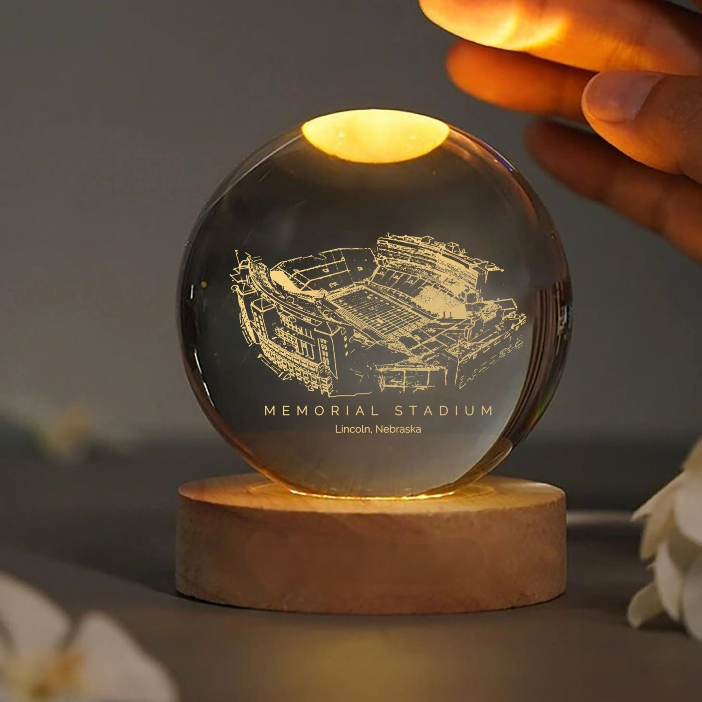 Memorial Stadium (Lincoln) 3D Spherical Crystal Lamp