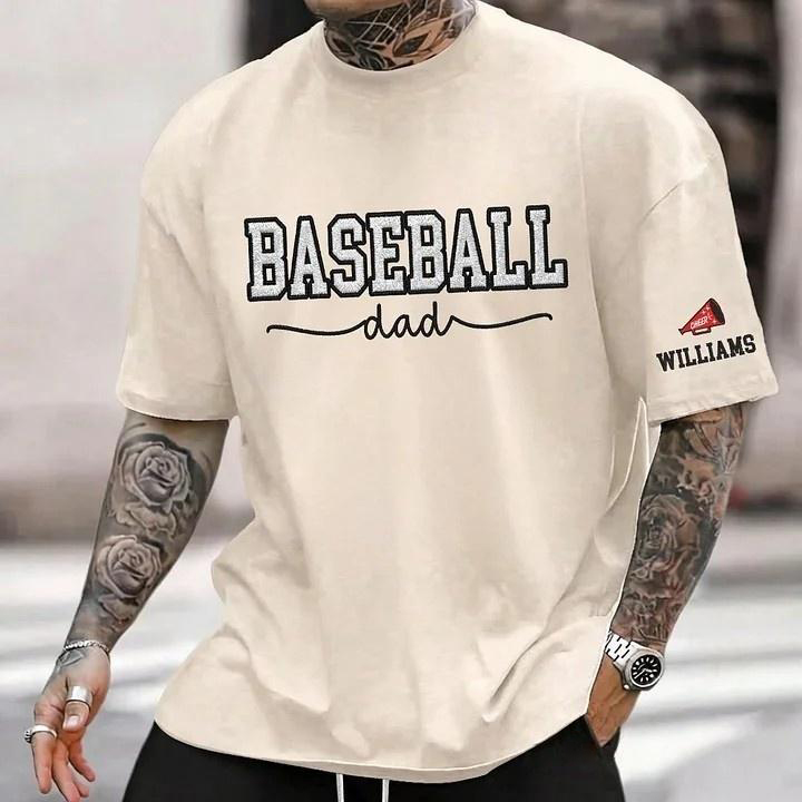 Baseball Mom Dad Glitter Embroidered Washed T-shirt with Side Bow