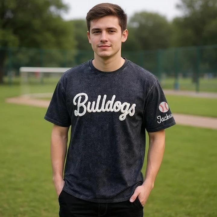 Personalized Chenille YARN EMBROIDERED Game Day Washed T-shirt