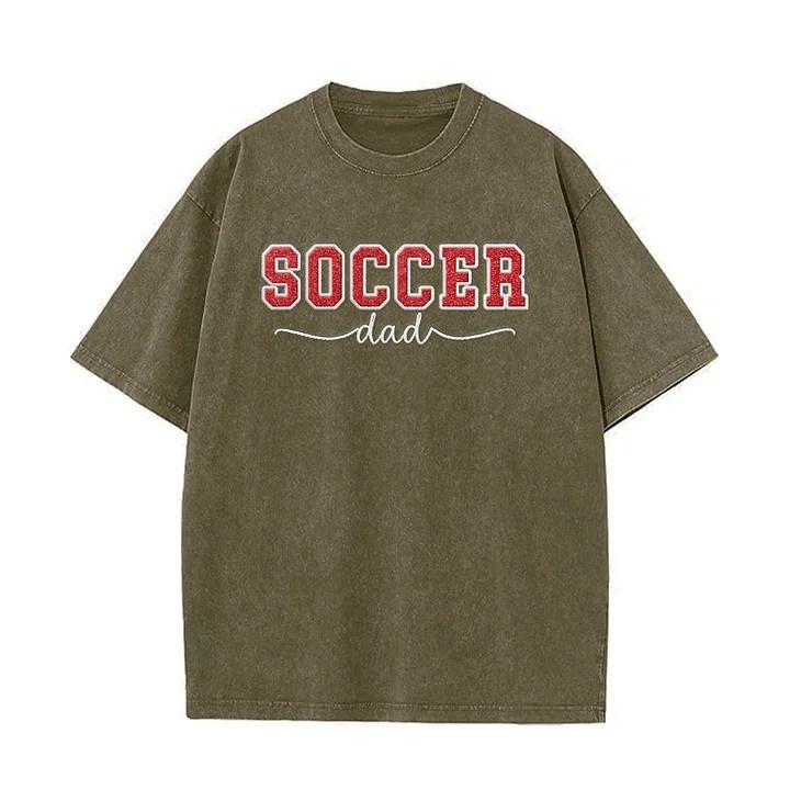 Soccer Mom Side Bow Glitter Embroidery Washed T-Shirt Soccer Mom Apparel