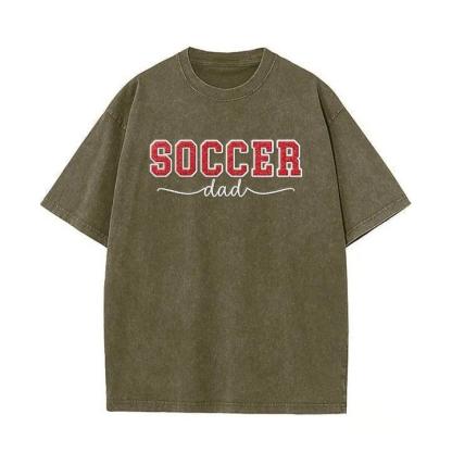 Soccer Mom Side Bow Glitter Embroidery Washed T-Shirt Soccer Mom Apparel