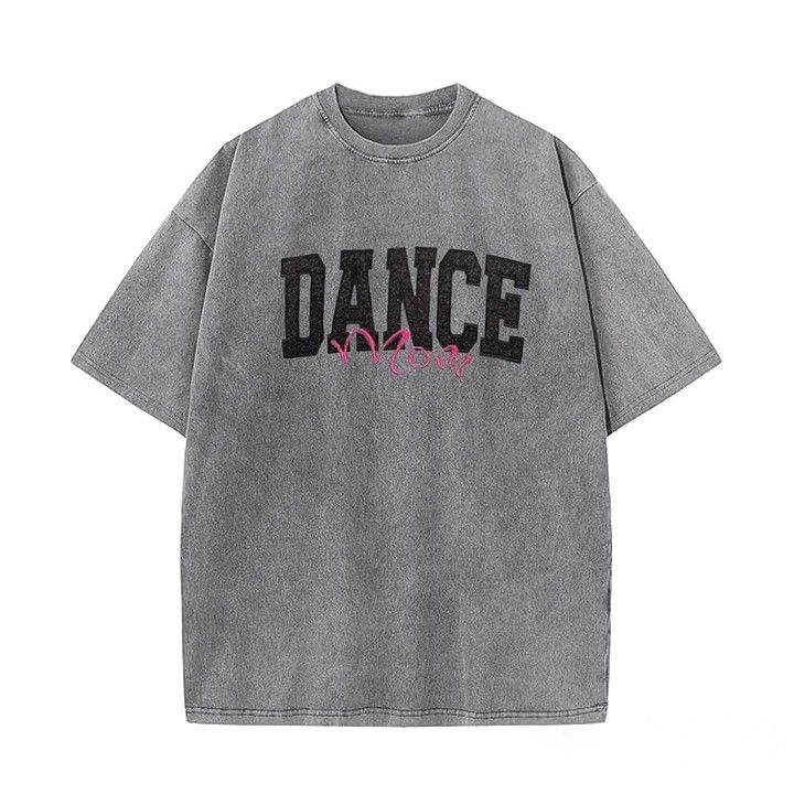 Personalized Custom Glitter Embroidered Dance Mom Washed T-Shirt
