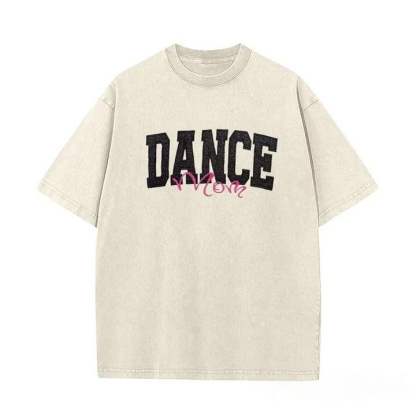 Personalized Custom Glitter Embroidered Dance Mom Washed T-Shirt