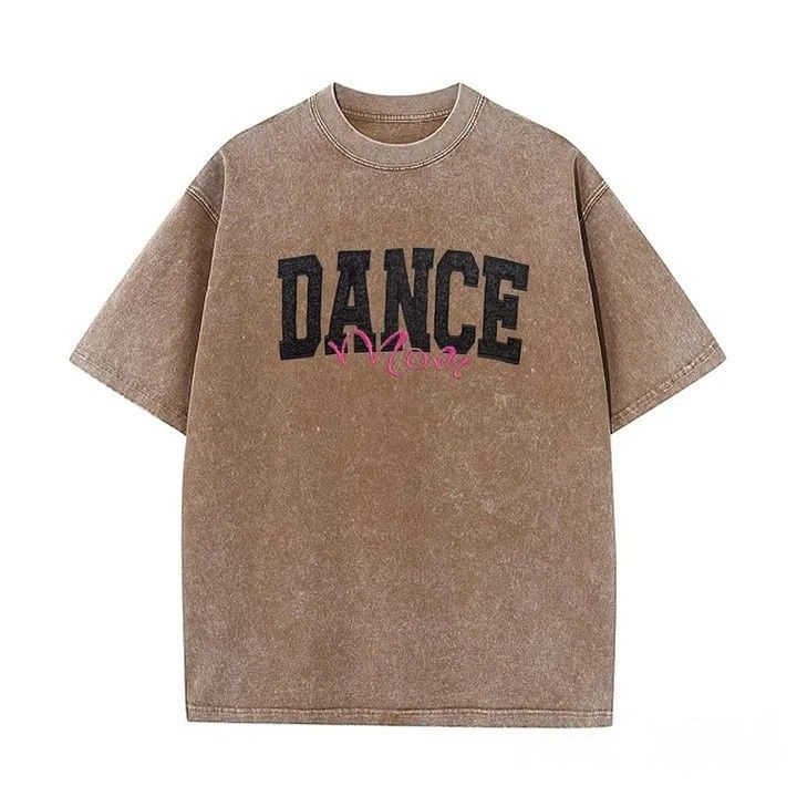 Personalized Custom Glitter Embroidered Dance Mom Washed T-Shirt