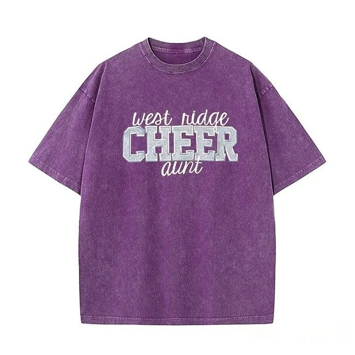 Personalized Custom Glitter Embroidered Cheer Mom Washed T-Shirt