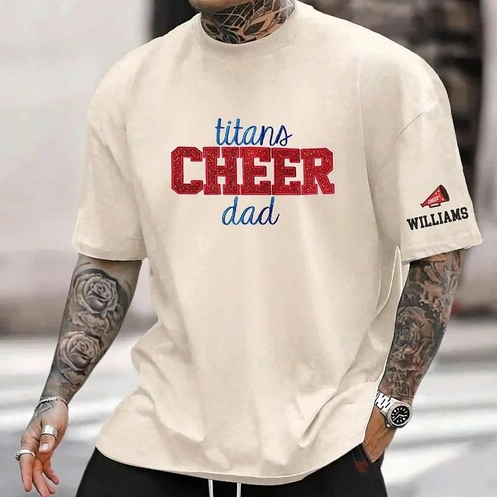 Personalized Custom Glitter Embroidered Cheer Mom Washed T-Shirt