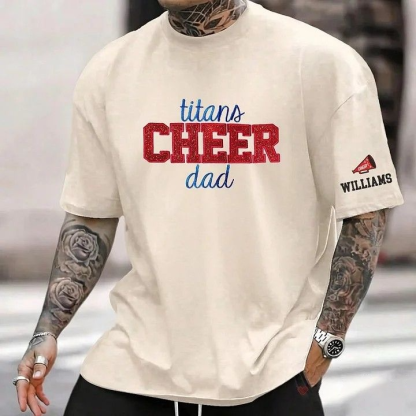Personalized Custom Glitter Embroidered Cheer Mom Washed T-Shirt