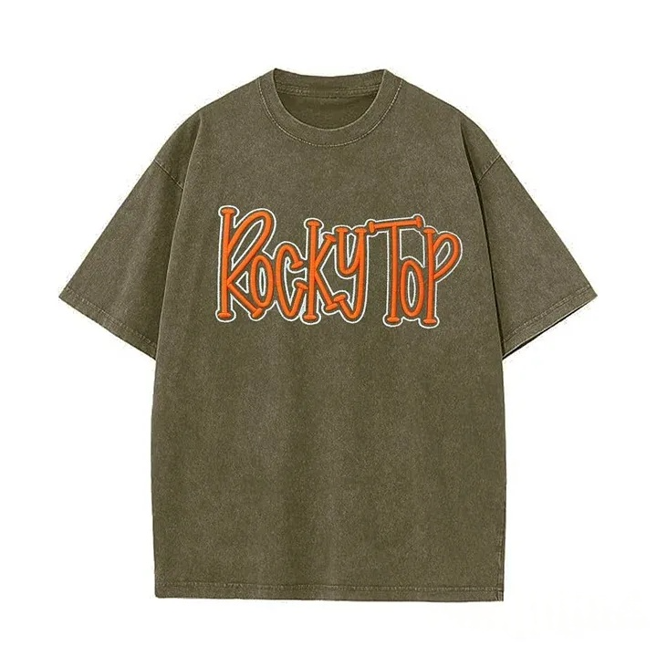 Personalized College Team Double 3D Puff School Mascot Embroidered Washed T-Shirt