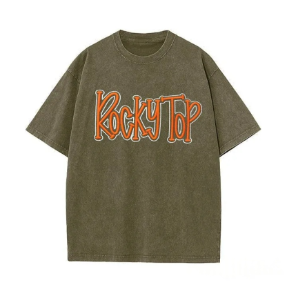 Personalized College Team Double 3D Puff School Mascot Embroidered Washed T-Shirt