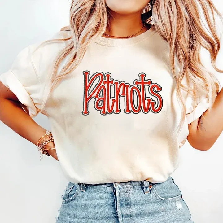 Personalized College Team Double 3D Puff School Mascot Embroidered Washed T-Shirt