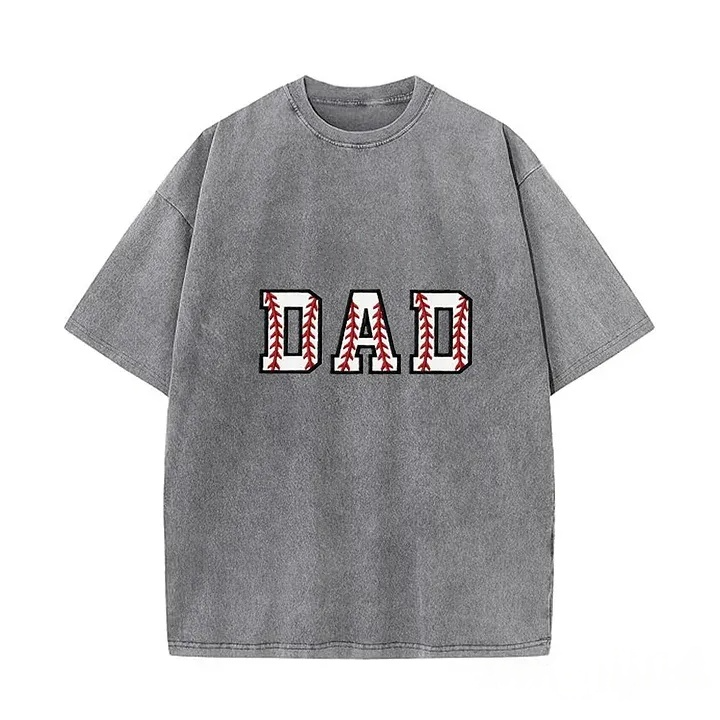 Baseball DAD or MOM Applique Embroidery Personalized Washed T-Shirt