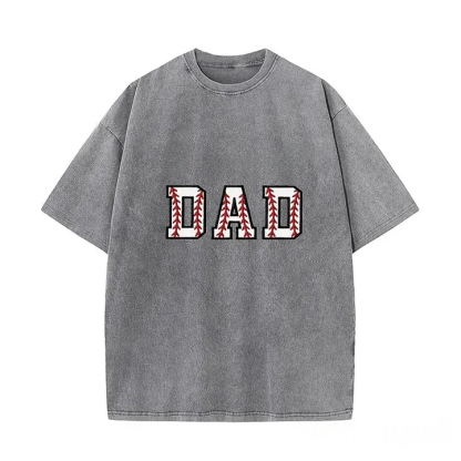Baseball DAD or MOM Applique Embroidery Personalized Washed T-Shirt