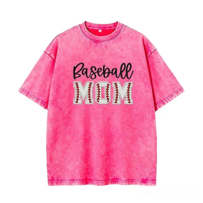 Baseball DAD or MOM Applique Embroidery Personalized Washed T-Shirt