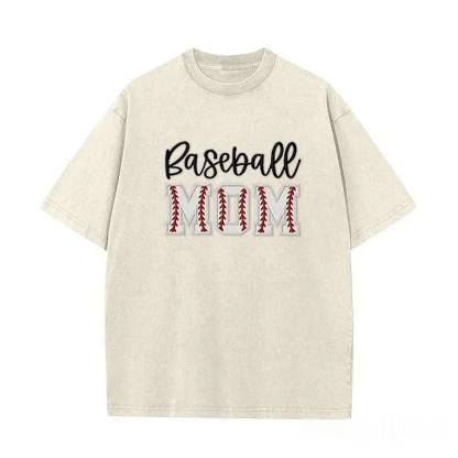 Baseball DAD or MOM Applique Embroidery Personalized Washed T-Shirt