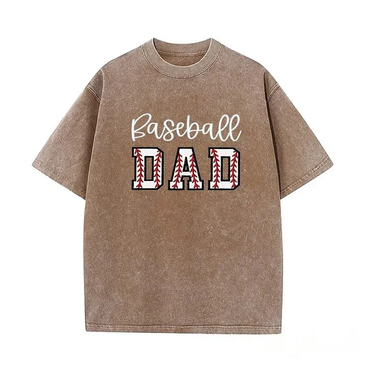 Baseball DAD or MOM Applique Embroidery Personalized Washed T-Shirt
