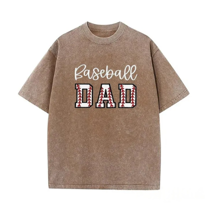 Baseball DAD or MOM Applique Embroidery Personalized Washed T-Shirt