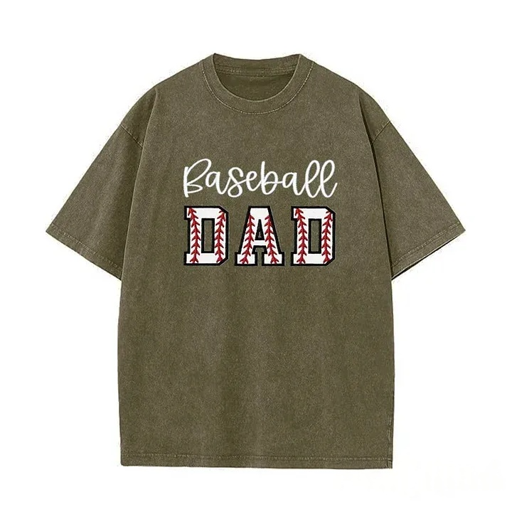 Baseball DAD or MOM Applique Embroidery Personalized Washed T-Shirt
