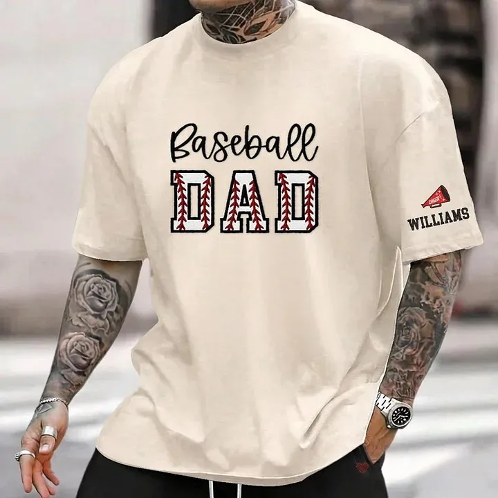 Baseball DAD or MOM Applique Embroidery Personalized Washed T-Shirt