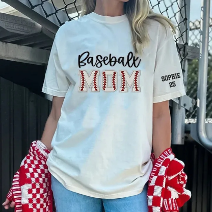 Baseball DAD or MOM Applique Embroidery Personalized Washed T-Shirt