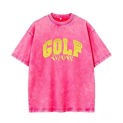 Proudstitch Personalized Custom Glitter Embroidered Golf Mom Washed T-Shirt