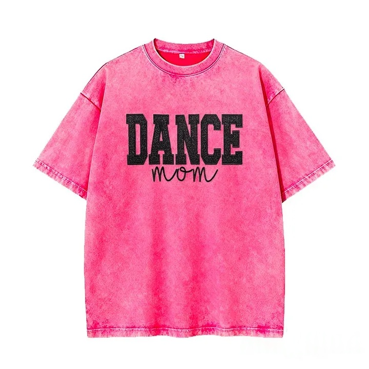 Personalized Embroidered Dance Mom Washed T-Shirt with Kids Name on Sleeve