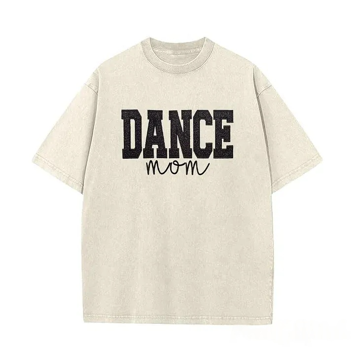 Personalized Embroidered Dance Mom Washed T-Shirt with Kids Name on Sleeve