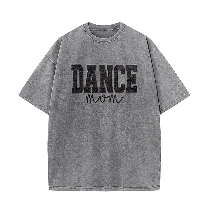 Personalized Embroidered Dance Mom Washed T-Shirt with Kids Name on Sleeve