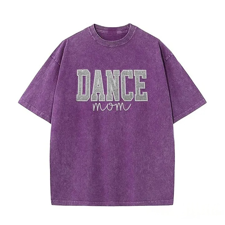 Personalized Embroidered Dance Mom Washed T-Shirt with Kids Name on Sleeve