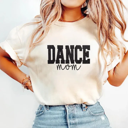 Personalized Embroidered Dance Mom Washed T-Shirt with Kids Name on Sleeve