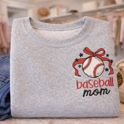 Baseball Mom Embroidered Sweatshirt / Hoodie / Tee
