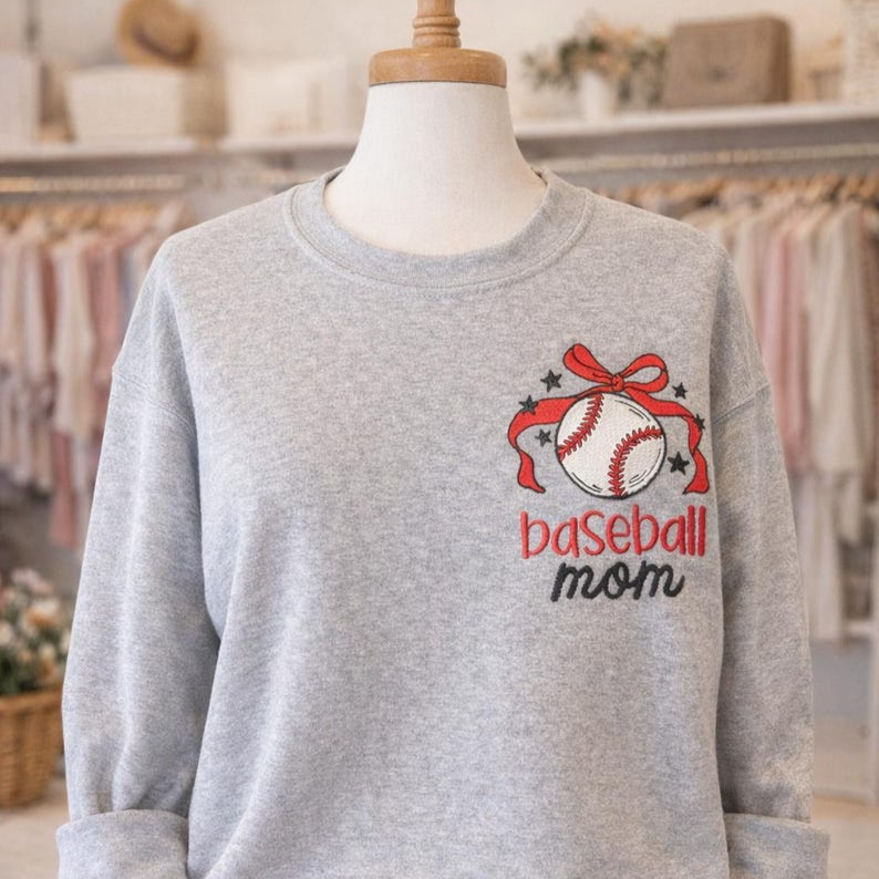 Baseball Mom Embroidered Sweatshirt / Hoodie / Tee