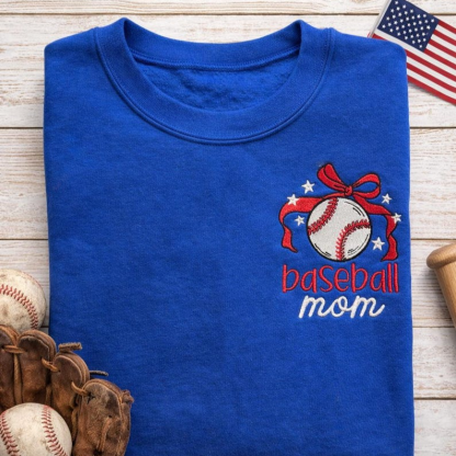 Baseball Mom Embroidered Sweatshirt / Hoodie / Tee
