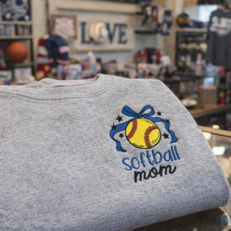 Softball Mom Embroidered Sweatshirt / Hoodie / Tee