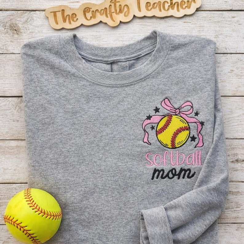 Softball Mom Embroidered Sweatshirt / Hoodie / Tee