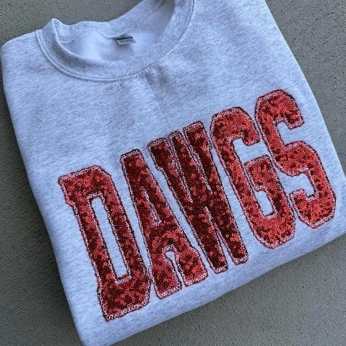 Personalized Sequin Applique Mascot Team Name Sport Mom Game Day Sweatshirt