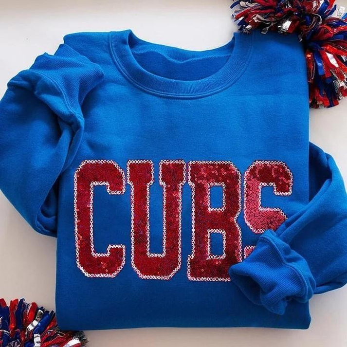 Personalized Sequin Applique Mascot Team Name Sport Mom Game Day Sweatshirt