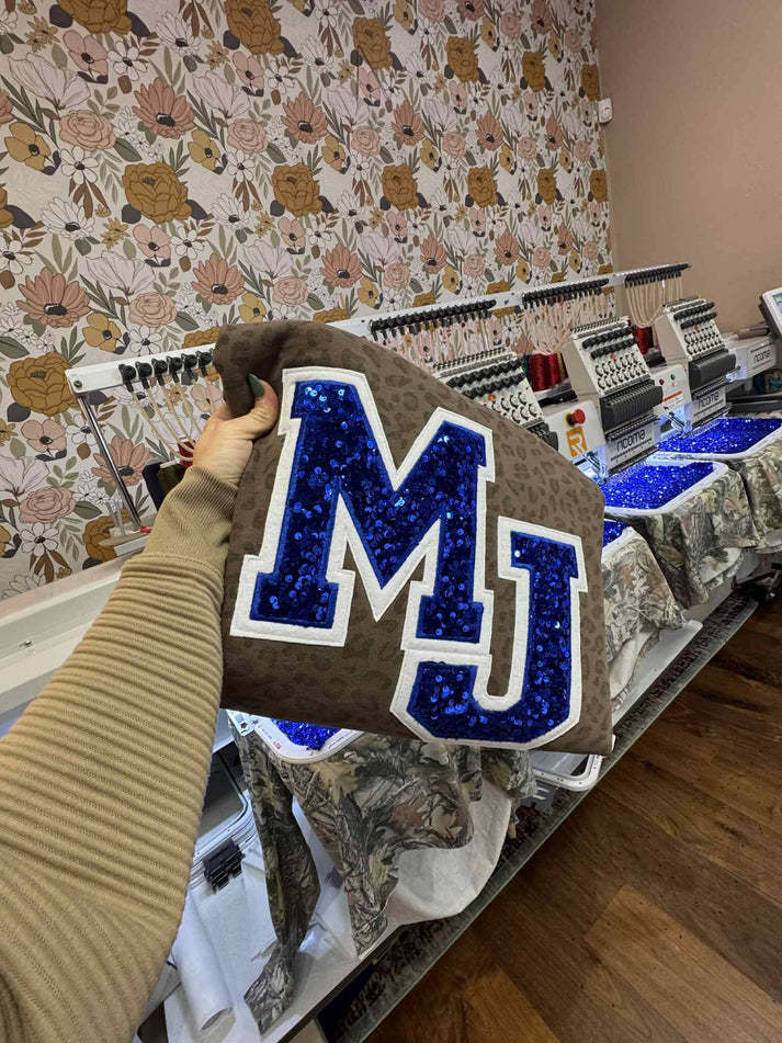 Custom Sequin Letters Sweatshirt – Personalized Glitter Numbers, Sports Fan Gift