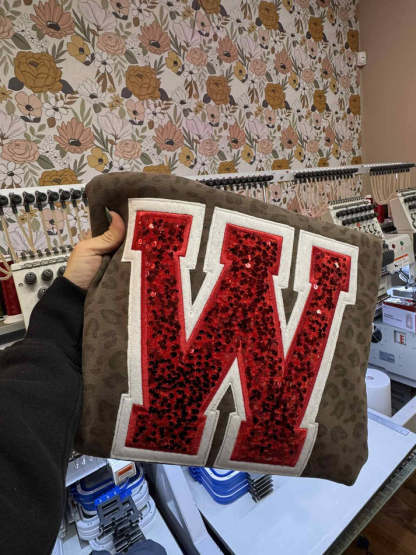 Custom Sequin Letters Sweatshirt – Personalized Glitter Numbers, Sports Fan Gift