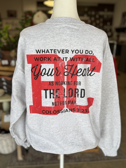 Personalized Christian Sweatshirt – Custom Bible Verse Crewneck “Work With All Your Heart” Colossians 3:23 Faith Gift
