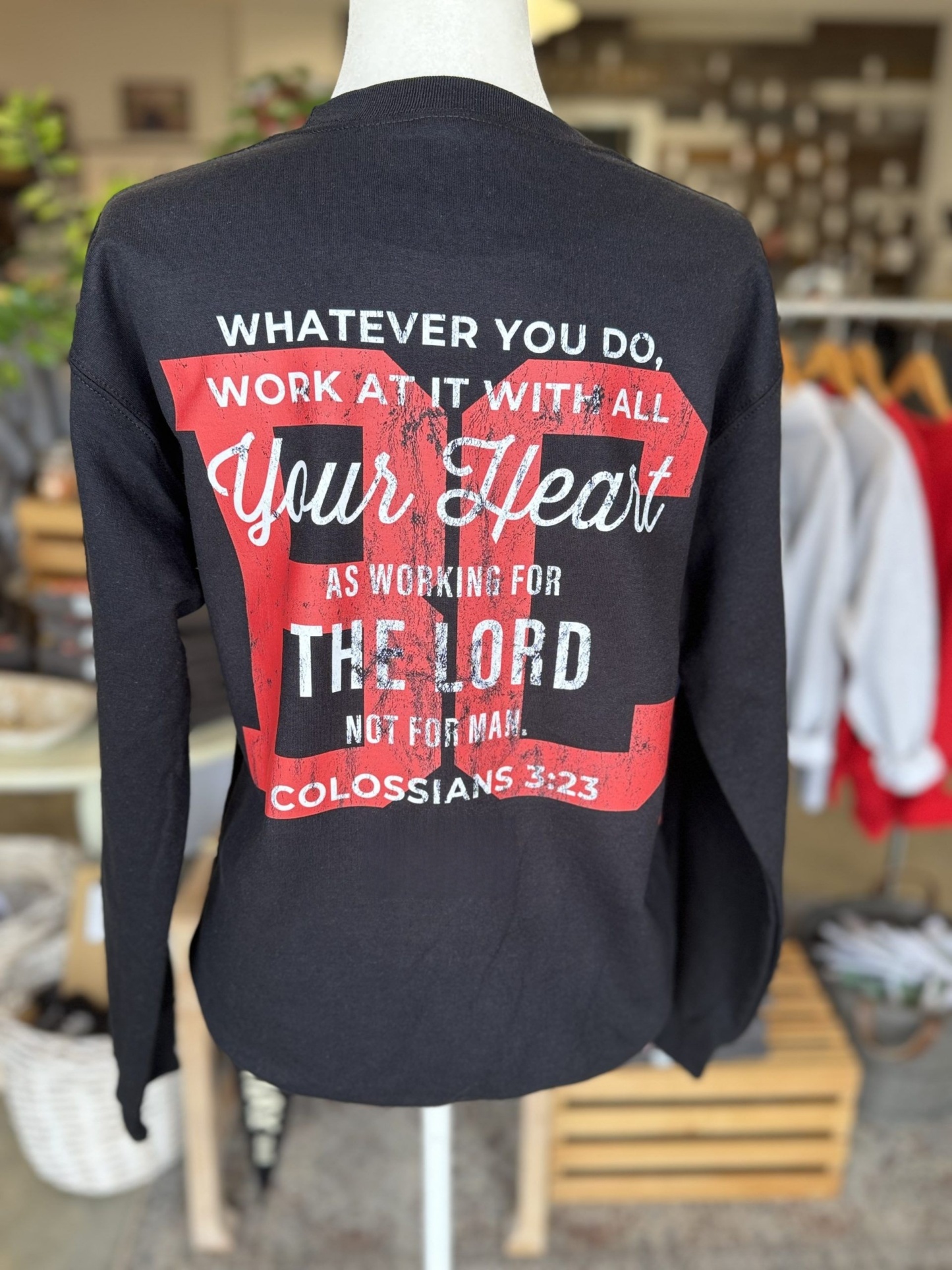 Personalized Christian Sweatshirt – Custom Bible Verse Crewneck “Work With All Your Heart” Colossians 3:23 Faith Gift